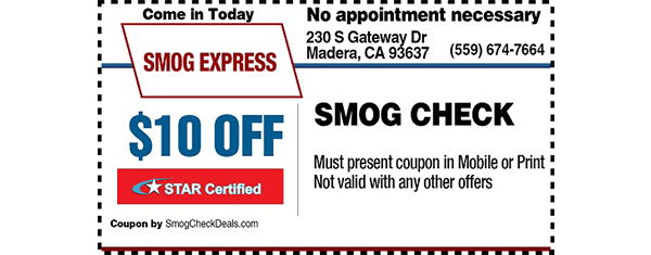 $10 Smog Coupon - Smog Check - STAR Station